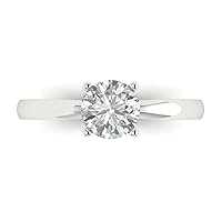 Clara Pucci 0.95ct Round Cut Solitaire Stunning Genuine Lab Created White Sapphire Classic Statement Ring in 14k white gold for Women