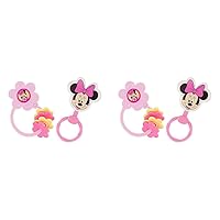 4 Pack Disney Minnie Mouse Character Shape Rattle and Keyring Teether, Premium Toddler Birthday Toys, Infant Teething Toys, Great for Newborn Shower Gifts