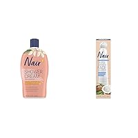 Nair Argan Oil Shower Hair Remover and Facial Hair Remover Bundle, 13 oz Cream and Exfoliating Depilatory