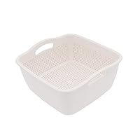 SoarRokt 2-in-1 Kitchen Colander Food Strainer Bowl Sets，Multifunction Large Plastic Washing Bowl and Strainer (white) (A18)