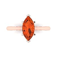 Clara Pucci 1.6 ct Marquise Cut Solitaire Red Simulated Diamond Classic Anniversary Promise Engagement ring Solid 18K Rose Gold for Women