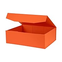 Upgrade 1Pcs Orange Extra Large Gift Box with Lid,16.5 x13 x5 Inches, Hard Magnetic Gift Boxes for Presents Wedding Dress Box Storage,Reusable Foldable Bridesmaid Box