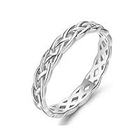 MRENITE 10K 14K 18K Gold 3MM Eternity Celtic Knot Wedding Band for Women Trinity Irish Celtic Knot Stackable Band Ring Jewelry Gift for Her Wife