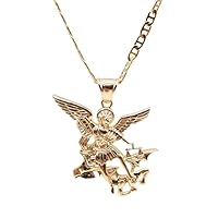 14K Gold Plated Archangel Saint Michael Necklace 22