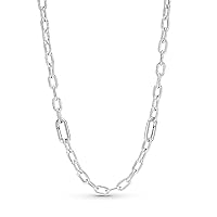 PANDORA ME Link Chain Necklace 50 cm Sterling Silver Compatible with PANDORA ME Bracelets 399685C00-50, Sterling Silver, No Gemstone