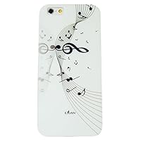 Exian Harmonic Cell Phone Case for iPhone 6 Plus - Retail Packaging - Musical Notes, White
