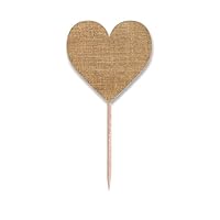 Fabric Flax Knit Kahki Toothpick Flags Heart Lable Cupcake Picks