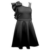 Bonnie Jean Girls 7-16 Shoulder Bow Ruffle Scuba Skater Dress