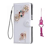 ZTE Blade A3 Lite Case, Bling Leather Filo Slots Wallet Flip Protective Phone case & Neck Strap [Kickstand] [Card Slots] [Magnetic Closure] for ZTE Blade A3 Lite Phone case (Colored Flowers)
