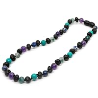 Baltic Essentials Raw Cherry Necklace with Jade Amethyst Lapis Turquoise 12.5
