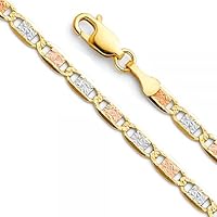 14K Gold 3 Color 3.3mm Valentino Chain - Length: 24