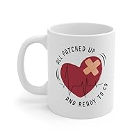 Heart Surgery Mug Open Heart Surgery Surgery Survivor Surgery Recovery Coronary Bypass Open Heart Survivor All Patched Up (11 oz)