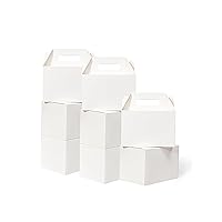 Shallive 30 Pack Large Treat Boxes White - 9 x 6 x 6 inches Gable Gift Boxes with Handle Cardboard Lunch Boxes Recycled Paper Take Out Boxes Welcome Boxes For Wedding Baby Shower Birthday