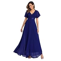 Exclusive Women Chiffon Mermaid Gowns Dress 10 Colors Flare Sleeve Bridesmaid Wedding Guest Bodycon Prom Fomal Dress