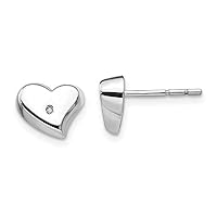 Sterling Silver White Ice Diamond Heart Earrings