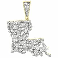 DTJEWELS 2 CT Round Cut Diamond Louisiana Pelican Map Charm Pendant 14K Yellow Gold Over Sterling Silver