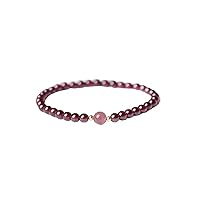 Genuine Natural 4mm Garnet with Strawberry Crystal Bracelet