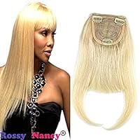 #613 Blonde Color Brazilian Human Hair Clip-in Hair Bang Full Fringe Short Straight Hair Extension for women 6-8inch