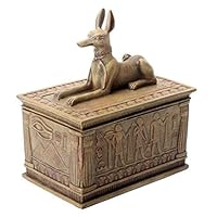 Ancient Egyptian Sandstone Anubis God of the Afterlife Small Jewelry Trinket Box