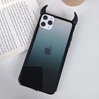 Devil Horn Cute Iridescent Color Phone Case for iPhone 11 Pro Max XR XS Max 7 8 Plus X Soft Acrylic Back Cover Gift (Black, for iPhone 11)