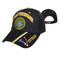 US Army Veteran Vet USA Flag V Digital Black Embroidered Cap Hat CAP591B TOPW