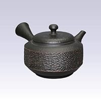 Tokoname Kyusu teapot - YOSHIKI - Ebony - 250cc/ml - Pottery steel net with wooden box [Standard ship by EMS: with Tracking number & Insurance]