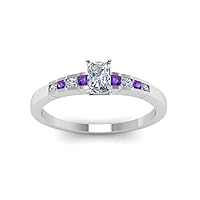 Choose Your Gemstone Diamond CZ Graduated Accent Ring sterling silver Radiant Shape Petite Engagement Rings Everyday Jewelry Wedding Jewelry Handmade Gifts for Wife US Size 4 to 12