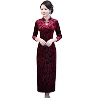 Traditional Chinese Cheongsam Oriental Dress National Flower Print Qipao Elegant Evening