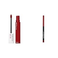 Super Stay Matte Ink Liquid Lipstick Makeup, Long Lasting High Impact Color & Color Sensational Shaping Lip Liner with Self-Sharpening Tip, Brick Red, Red, 1 Count