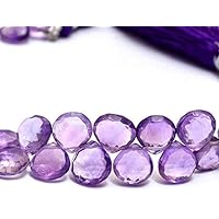 Kashish Gems & Jewels Amethyst Heart Briolette Gemstone 8mm Faceted Beads | Natural AAA+ Brazilian Amethyst Semi Precious Stone Briolette Beads | 8 inch Beach