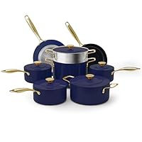 Nuwave 13pc Duralon Blue Luxury Edition Cookware Set, Healthy, Diamond Infused Nonstick Ceramic Coating, Stay-Cool Handles, Induction Ready, Compatible on All Cooktops, PFAS Free