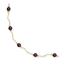 14k Yellow Gold Hollow Polished Amethyst Crystal Bead 2 Inch Extension Necklace Lobster Claw Measures 6mm Wide Jewelry Gifts for Women