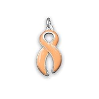 Peach Ribbon Awareness Charm Ribbon Shaped Awareness – Peach Ribbon for Uterine Cancer, Endometrial Cancer Awareness – Perfect Jewelry Making, Bracelets, Necklaces, DIY Projects, Support Groups and Fundraisers