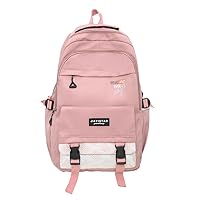 Cute Backpack for Women Men, Kawaii Y2K Grunge Solid Color Harajuku Hiking Travel Aesthetic Rusksack Daypack (pink)