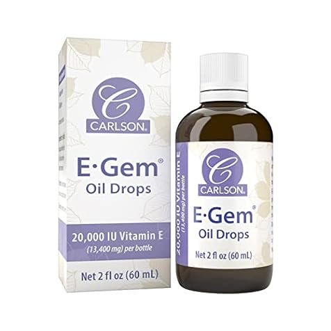 Carlson - E-Gem Oil Drops, 20000 IU Vitamin E, All-Natural, Moisturizes & Nourishes Skin, 2 fl oz