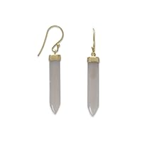 Gold Plated 925 Sterling Silver French Wire Earrings Gray Celestial Moonstone Spike Jewelry for Women