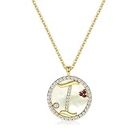 L Necklace,Initial Alphabet Necklace,Necklaces for Women,Sterling silver necklace,Colored zircon,Letter round Pendant,black onyx stone Pendant,gift box,fairy tales,Monogram 26 Capital A-Z,18K gold plated,for Teen Girls