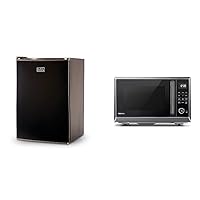 BLACK+DECKER BCRK25B Compact Refrigerator Energy Star Single Door Mini Fridge with Freezer & TOSHIBA Air Fryer Combo 8-in-1 Countertop Microwave Oven, Convection, Broil, Odor removal