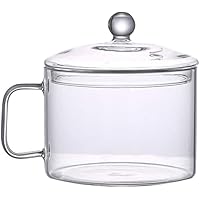 Glass Saucepan with Cover,for Stove Potpourri - Glass Cookware Glass Pots,Clear Glass Cooking Pot，instant noodles pot for kichen