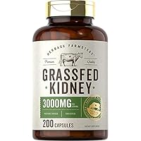 Carlyle Grass Fed Beef Kidney Supplement | 200 Capsules | 3000mg | Pasture Raised Desiccated Bovine Supplement | Hormone and Pesticide Free | Non-GMO, Gluten Free | by Herbage Farmstead