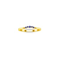 0.30 Ctw Round Cut Lab Created Blue Sapphire Five Stone Anniversary Engagement Ring For Womens 14K Yellow Gold Plated