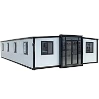 Portable Prefabricated Tiny Home 30x20ft, Mobile Expandable Plastic Prefab House for Hotel, Booth, Office, Guard House, Shop, Villa, Warehouse, Workshop (with Restroom)