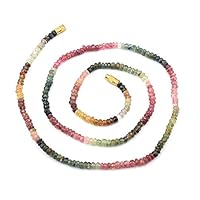 AAA+ Multi Tourmaline Necklace, 3-4 mm Natural Watermelon Tourmaline Faceted Rondelle Bead Necklace,Semi Precious Gemstone Beautiful Gift For Her
