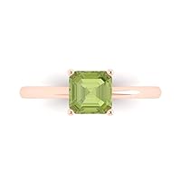 Clara Pucci 1.0 carat Asscher Cut Solitaire Natural Peridot Proposal Wedding Bridal Anniversary Ring 18K Rose Gold