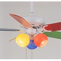 Ceiling Fans with Lamps,Child Room Fan Lights Restaurant Cartoon Color Dining Room Bedroom Ceiling Fan Lights