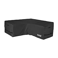 ULTCOVER Patio V-Shaped Sofa Cover Waterproof for 5-Seater Outdoor Sectional Furniture Couch 85 inch Wide, Black