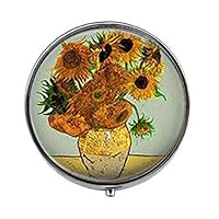 Van Gogh Sunflower Painting - Art Photo Pill Box - Charm Pill Box - Glass Candy Box