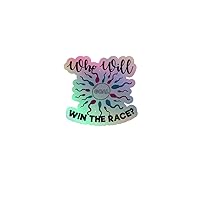 Holographic Die-Cut Sticker Who Will Win The Race Funny Gender Announcement Holographic Stickers