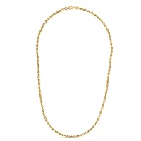 925 Sterling Silver 14k Yellow Gold Plated 3.6mm Diamond cut Rope Chain Necklace With Lobster Clasp Jewelry Gifts for Women - Length Options: 20 22 24