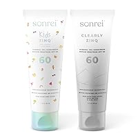 Family Mineral Gel Bundle | Clearly Zinq SPF 60 & Kids Zinq SPF 60 Mineral Athleisure Sunscreen Gel for Adults and Children | 6.8 oz (2 Pack)